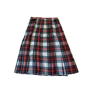 Vintage The Scotch House Scottish Wool Tartan Plaid Women's Pleated Wrap Skirt